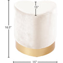 Meridian Heart Cream Velvet Ottoman/Stool IMAGE 3
