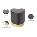Meridian Heart Grey Velvet Ottoman/Stool IMAGE 4
