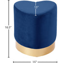 Meridian Heart Navy Velvet Ottoman/Stool IMAGE 3