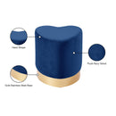 Meridian Heart Navy Velvet Ottoman/Stool IMAGE 4