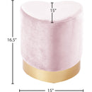 Meridian Heart Pink Velvet Ottoman/Stool IMAGE 3