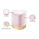 Meridian Heart Pink Velvet Ottoman/Stool IMAGE 4