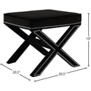 Meridian Nixon Black Velvet Ottoman/Bench IMAGE 4