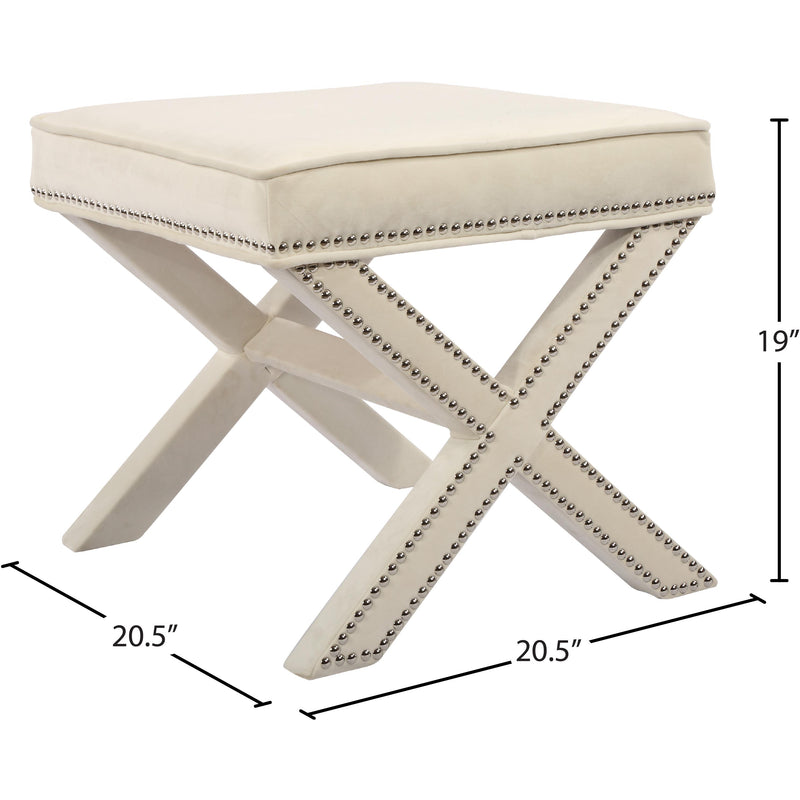 Meridian Nixon Cream Velvet Ottoman/Bench IMAGE 4