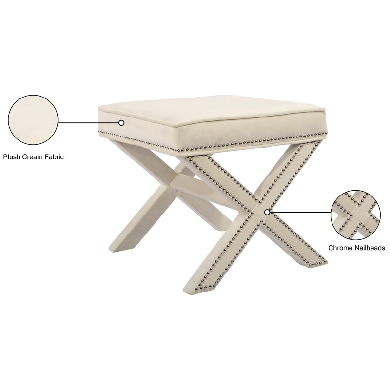 Meridian Nixon Cream Velvet Ottoman/Bench IMAGE 5