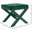 Meridian Nixon Green Velvet Ottoman/Bench IMAGE 4