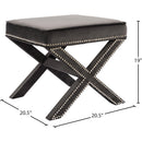 Meridian Nixon Grey Velvet Ottoman/Bench IMAGE 4