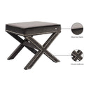 Meridian Nixon Grey Velvet Ottoman/Bench IMAGE 5