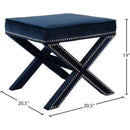 Meridian Nixon Navy Velvet Ottoman/Bench IMAGE 4