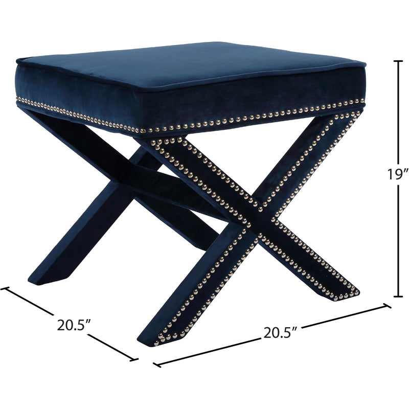 Meridian Nixon Navy Velvet Ottoman/Bench IMAGE 4