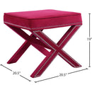 Meridian Nixon Pink Velvet Ottoman/Bench IMAGE 4