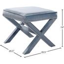 Meridian Nixon Sky Blue Velvet Ottoman/Bench IMAGE 3