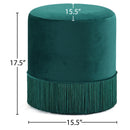Meridian Teddy Green Velvet Ottoman/Stool IMAGE 3