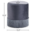 Meridian Teddy Grey Velvet Ottoman/Stool IMAGE 3