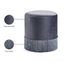 Meridian Teddy Grey Velvet Ottoman/Stool IMAGE 4