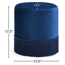 Meridian Teddy Navy Velvet Ottoman/Stool IMAGE 3