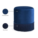 Meridian Teddy Navy Velvet Ottoman/Stool IMAGE 4