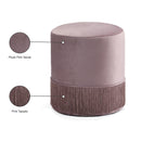Meridian Teddy Pink Velvet Ottoman/Stool IMAGE 4