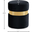 Meridian Hailey Black Velvet Ottoman/Stool IMAGE 3