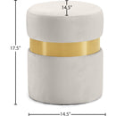 Meridian Hailey Cream Velvet Ottoman/Stool IMAGE 3