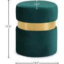 Meridian Hailey Green Velvet Ottoman/Stool IMAGE 3