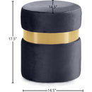 Meridian Hailey Grey Velvet Ottoman/Stool IMAGE 3