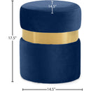 Meridian Hailey Navy Velvet Ottoman/Stool IMAGE 3