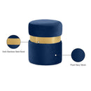Meridian Hailey Navy Velvet Ottoman/Stool IMAGE 4
