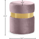 Meridian Hailey Pink Velvet Ottoman/Stool IMAGE 3