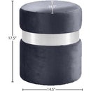Meridian Hailey Grey Velvet Ottoman/Stool IMAGE 3