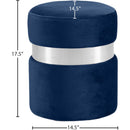 Meridian Hailey Navy Velvet Ottoman/Stool IMAGE 3