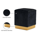 Meridian Jax Black Velvet Ottoman/Stool IMAGE 4