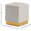 Meridian Jax Cream Velvet Ottoman/Stool IMAGE 3