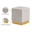 Meridian Jax Cream Velvet Ottoman/Stool IMAGE 4