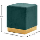 Meridian Jax Green Velvet Ottoman/Stool IMAGE 3