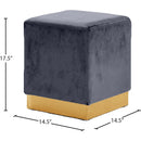 Meridian Jax Grey Velvet Ottoman/Stool IMAGE 3