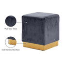 Meridian Jax Grey Velvet Ottoman/Stool IMAGE 4