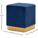 Meridian Jax Navy Velvet Ottoman/Stool IMAGE 3
