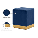 Meridian Jax Navy Velvet Ottoman/Stool IMAGE 4