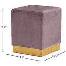 Meridian Jax Pink Velvet Ottoman/Stool IMAGE 3