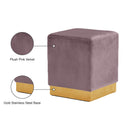 Meridian Jax Pink Velvet Ottoman/Stool IMAGE 4