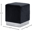 Meridian Jax Black Velvet Ottoman/Stool IMAGE 3