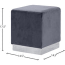Meridian Jax Grey Velvet Ottoman/Stool IMAGE 3
