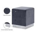 Meridian Jax Grey Velvet Ottoman/Stool IMAGE 4