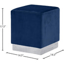 Meridian Jax Navy Velvet Ottoman/Stool IMAGE 3