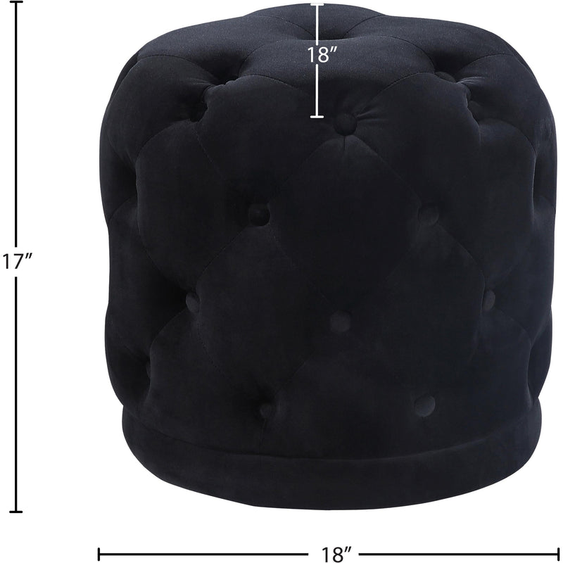 Meridian Harper Black Velvet Ottoman/Stool IMAGE 3