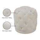 Meridian Harper Cream Velvet Ottoman/Stool IMAGE 4