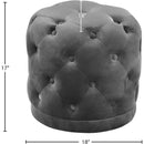 Meridian Harper Grey Velvet Ottoman/Stool IMAGE 3