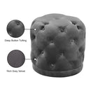 Meridian Harper Grey Velvet Ottoman/Stool IMAGE 4