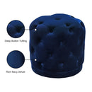 Meridian Harper Navy Velvet Ottoman/Stool IMAGE 4